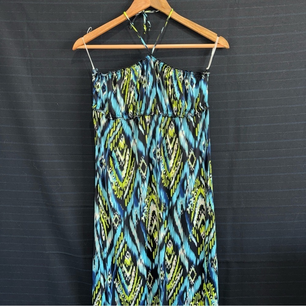 NWT Heart Soul Womens Sleeveless Neck Tie Halter Maxi Dress Aztec Boho Size M
